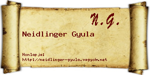 Neidlinger Gyula névjegykártya